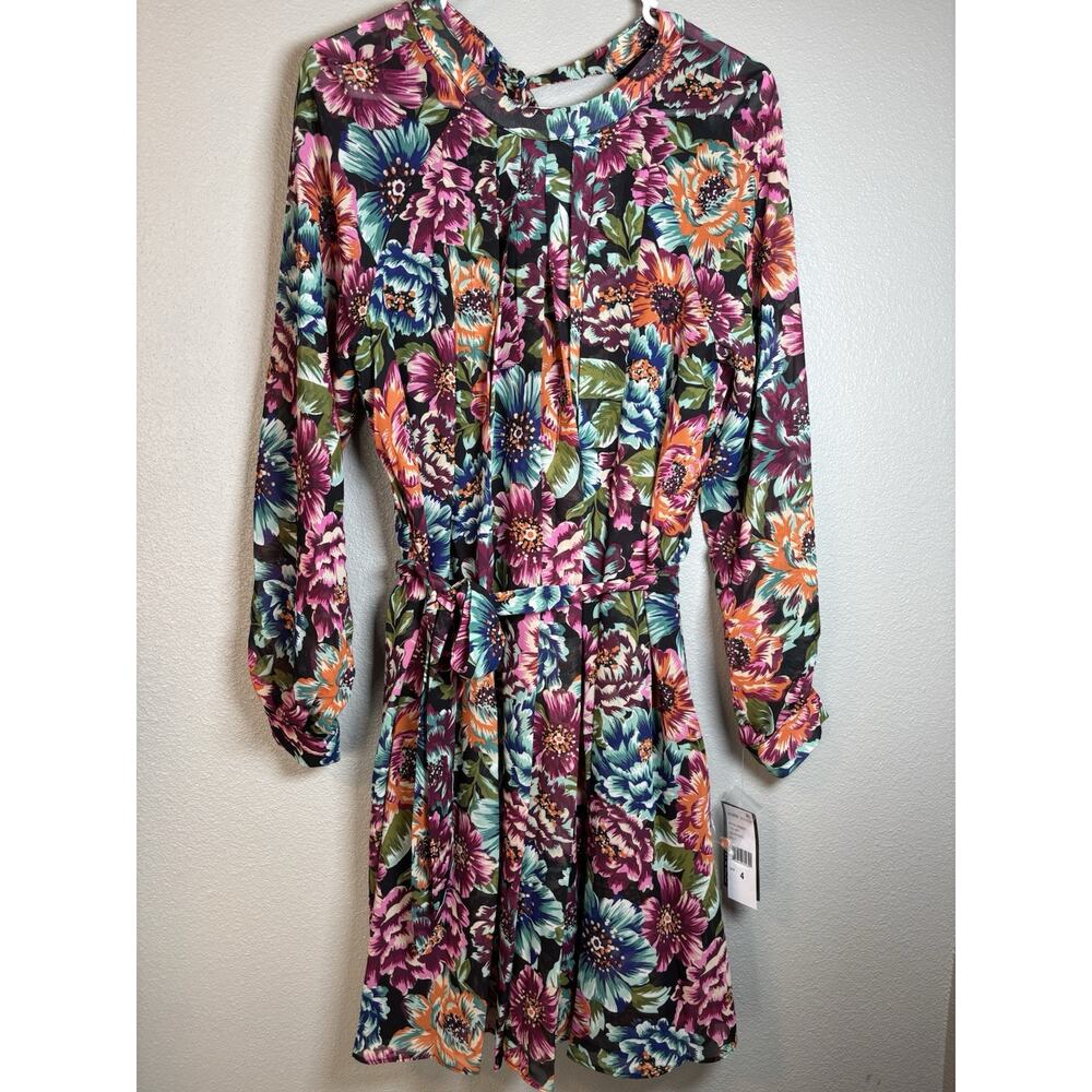 Donna Ricco Dress Floral Multi Color Size 4‎ Long Sleeve Spring Summer NEW